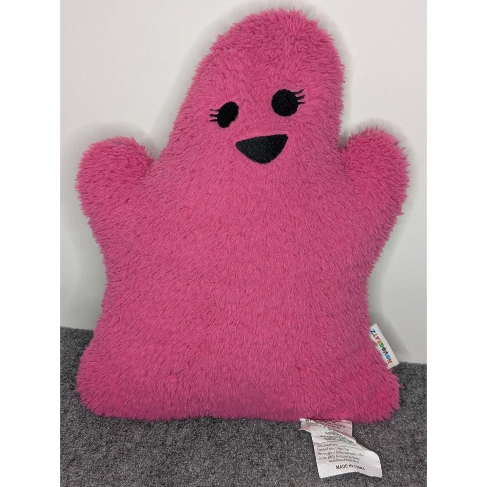 Ghost Pillow by Novogratz Girl Ghost Eyelashes Pink Sherpa Halloween Stuffed HTF
